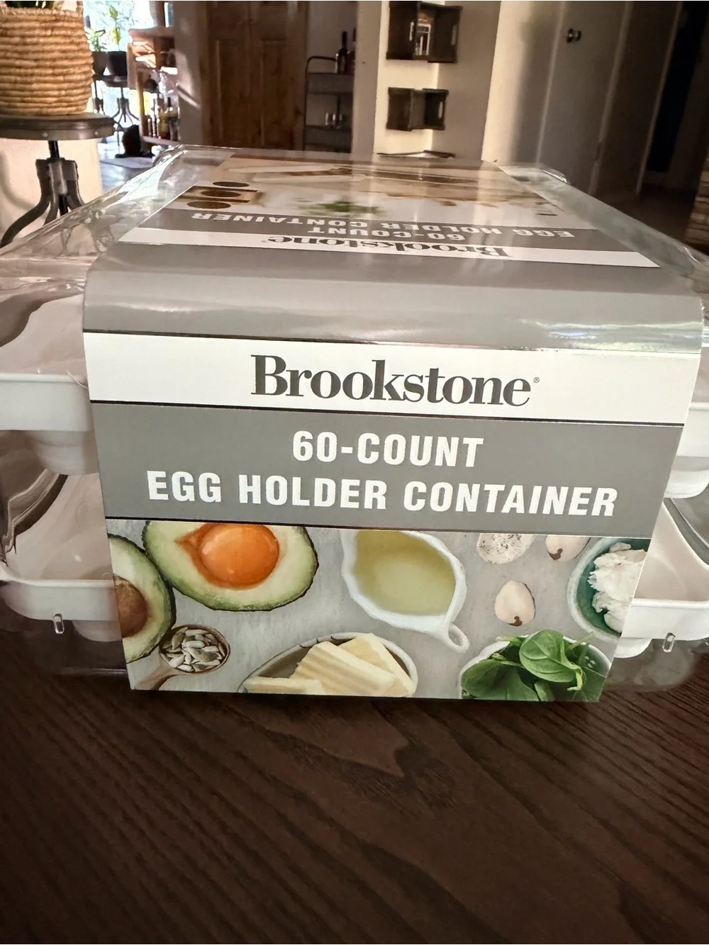 Brookstone White Clear 60-Egg Stackable Refrigerator Organizer